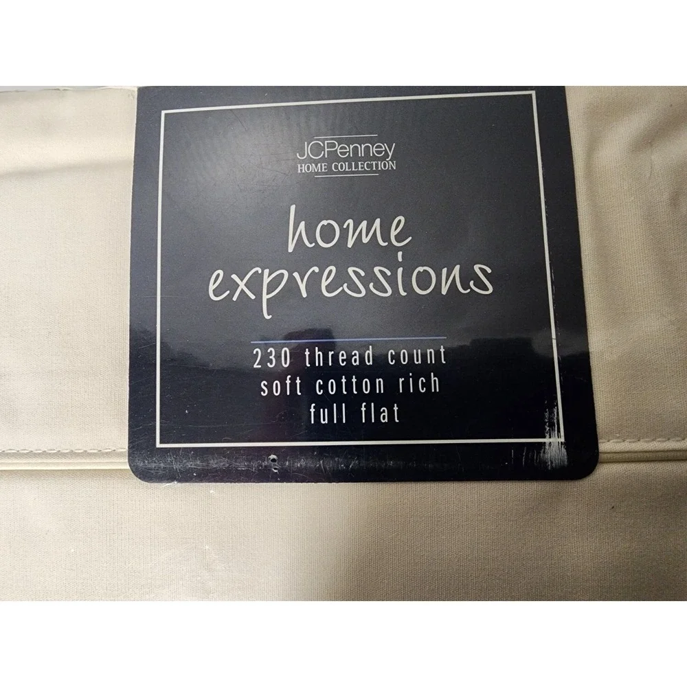 J C‎ Penney Home Collection Home Expressions Full Flat Sheet Ivory 230 TC